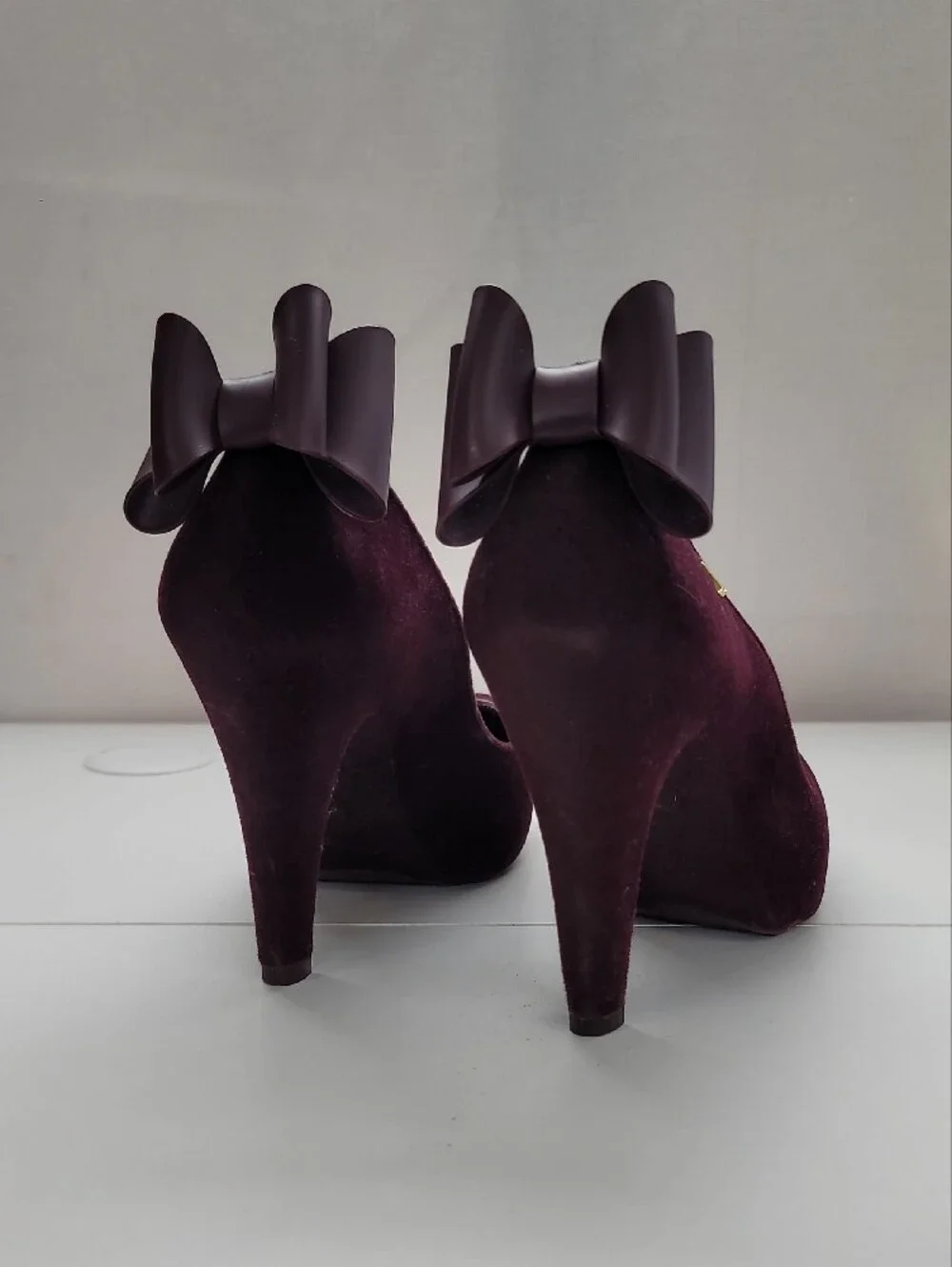 Melissa Incense Flock Bow Heels Size 7